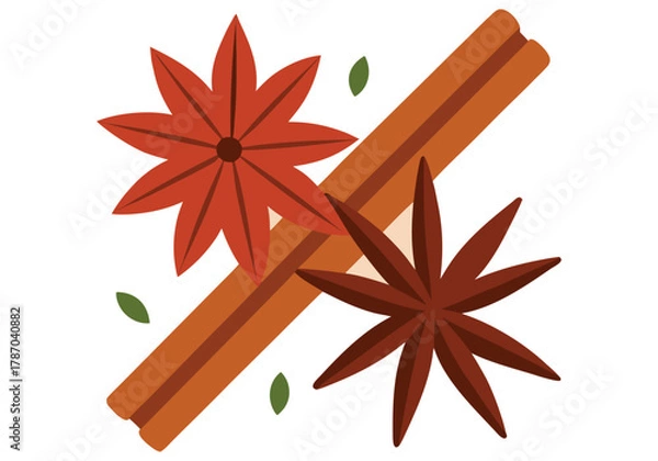Fototapeta Aromatic cinnamon stick and star anise spices, a warm and inviting blend, perfect for adding flavor to your favorite recipes
