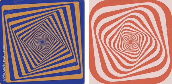 Fototapeta Captivating optical illusion: geometric swirling square pattern