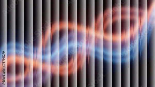 Fototapeta Abstract digital light pattern behind vertical blinds effect