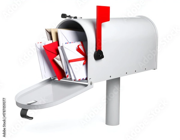 Fototapeta Mailbox Overflowing with Letters Santa and New Year Correspondence