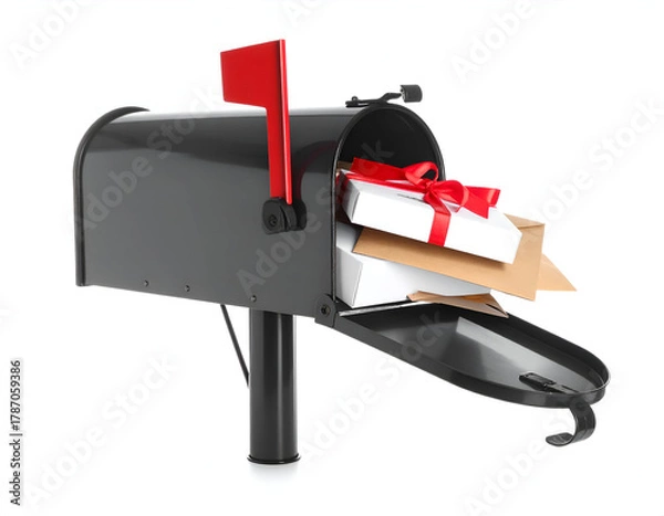 Fototapeta Mailbox Overflowing with Gifts and Letters Celebrating Holidays and New Beginnings