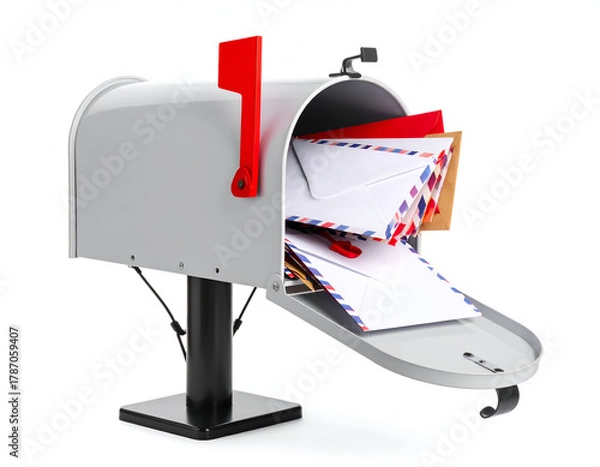 Fototapeta Overflowing Mailbox A Festive Delivery to Santa and the New Year, Bursting with Wishes and Greetings