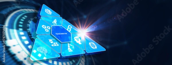 Fototapeta Business Transformation. Future and Innovation Internet and network concept. 3d illustration