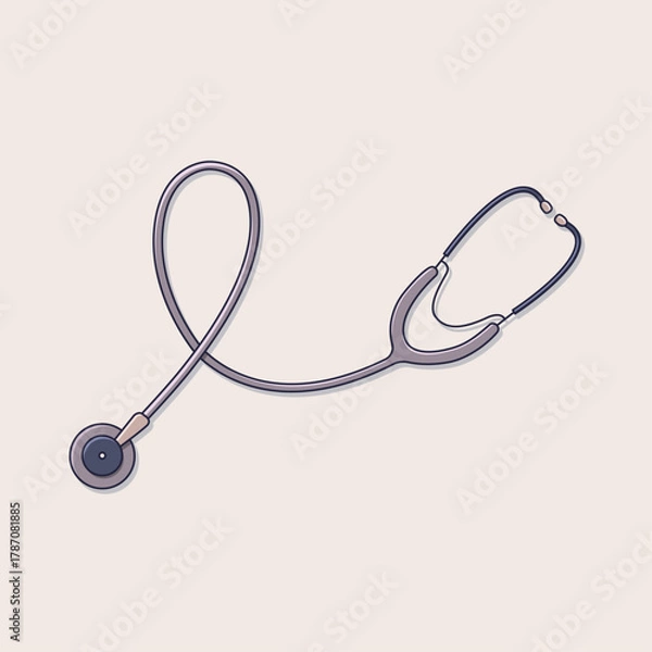Obraz Stethoscope Line Art Illustration Showing Simple Minimal Medical Tool Used by Doctors and Nurses for Health Check and Diagnosis in Hospitals