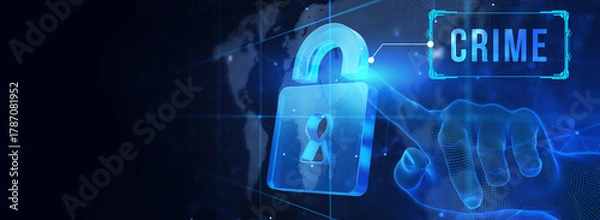 Fototapeta The concept of a cyber attack on a computer network. Cyber crime and internet privacy hacking. 3d illustration