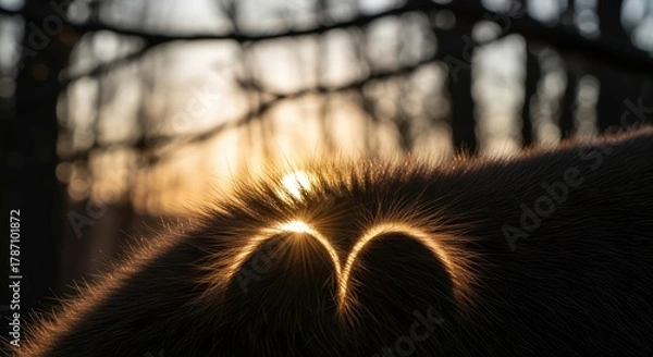 Obraz Sunlight kissing the fur creates a captivating golden halo effect within nature's embrace