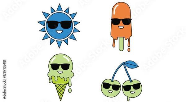 Obraz Cool summer vibes icons wearing sunglasses having fun in the sun