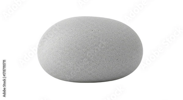 Fototapeta Single smooth gray natural river stone or spa therapy pebble design element isolated PNG with Transparent Background
