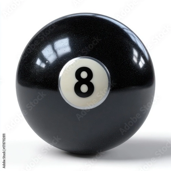 Fototapeta Classic black eight ball for billiards game isolated on pristine background isolated on white background