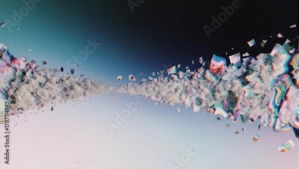 Fototapeta Abstract Fragmentation - A Digital Landscape of Dispersed Elements.