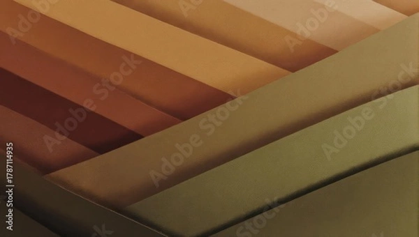 Fototapeta Abstract geometric background with diagonal brown and green layers.