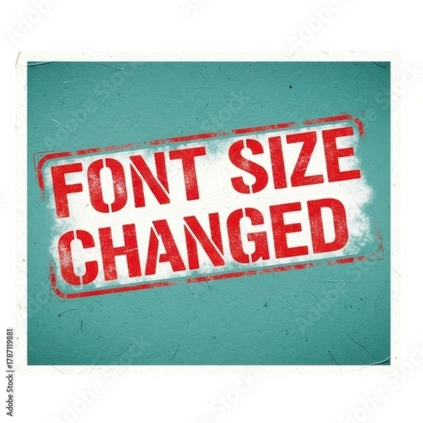 Obraz Clear visual indication font size changed alert graphic design red stamp texture message communicating text modification update isolated on white background