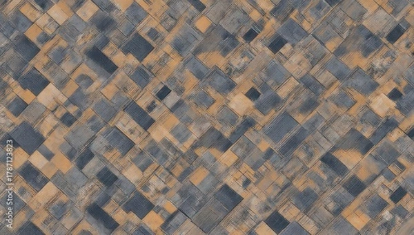 Fototapeta Abstract geometric pattern with overlapping squares in muted earth tones.