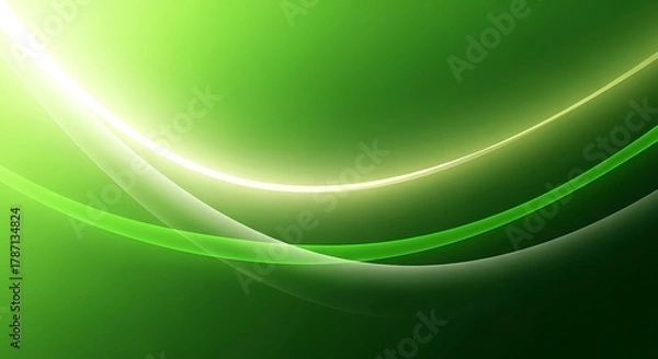 Fototapeta Dynamic abstract green background with glowing curved lines, vibrant energy, light effect, modern design element, environmental theme concept, fluid motion.