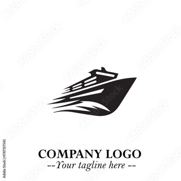 Fototapeta Ship Moving Fast Logo Symbol in Black on the White Background with Modern Maritime Design