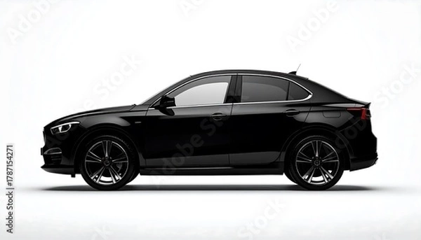 Obraz Sleek Black SUV Coupe on White Background.
