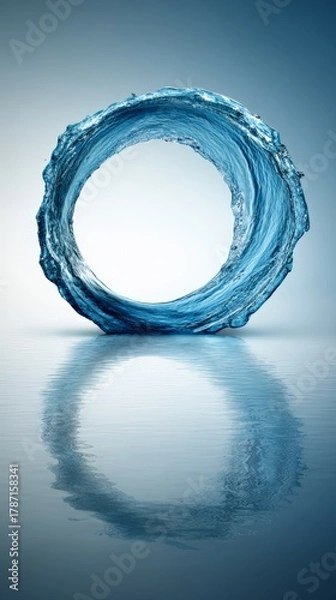 Obraz Abstract Blue Water Ring Twirling Surface Reflection Subtle Light Studio