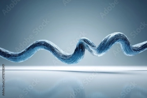 Obraz Abstract Blue Swirl Formed By Tiny Cubes On A Reflective Surface With Soft Lighting