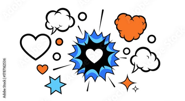 Fototapeta Expressive comic design bursting with love and positive vibes, so vibrant