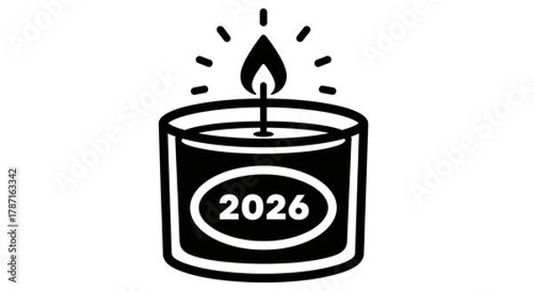Fototapeta Welcoming the new year 2026 with a shining candle of hope and peace