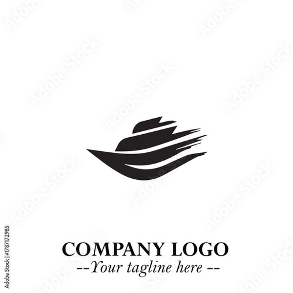 Fototapeta Ship Moving Fast Logo Symbol in Black on the White Background with Modern Maritime Design