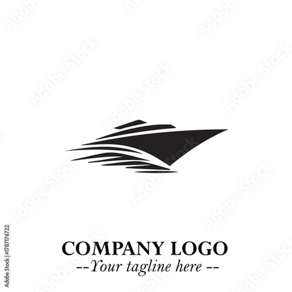 Fototapeta Ship Moving Fast Logo Symbol in Black on the White Background with Modern Maritime Design