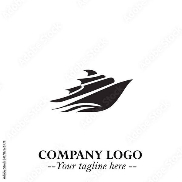Fototapeta Ship Moving Fast Logo Symbol in Black on the White Background with Modern Maritime Design