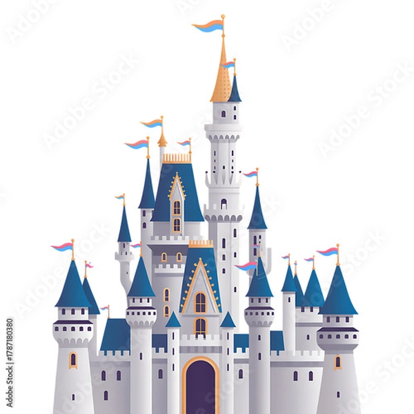 Fototapeta Castle fairytale kingdom fantasy architecture building tower palace fortress landmark fairytale dream on transparent background