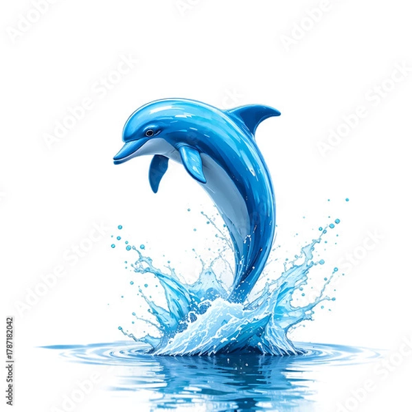 Obraz Dolphin water ocean sea marine life aquatic mammal jumping splash wildlife blue animal nature play ocean on transparent background