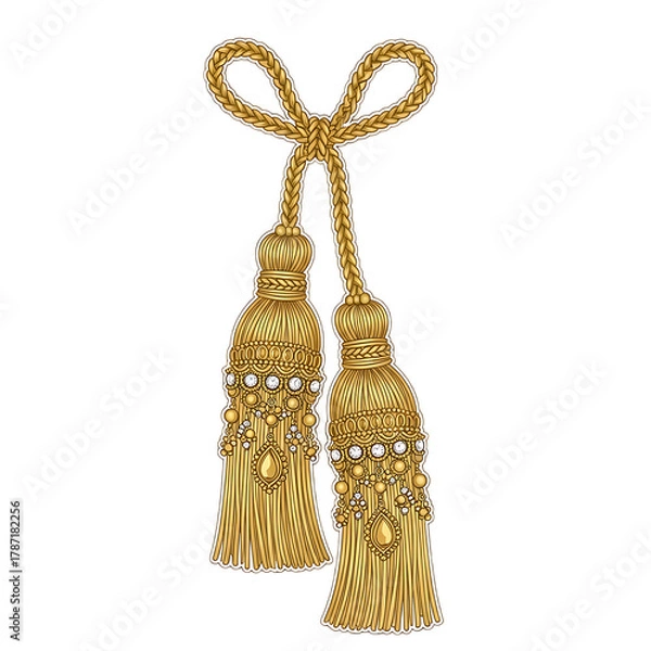 Fototapeta Gold tassels decorative element luxury design elegant decor ornament embellishment embellish fringe on transparent background