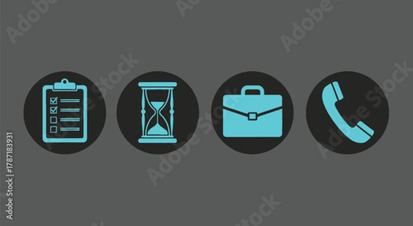 Fototapeta Time management and business organization icons for productivity success