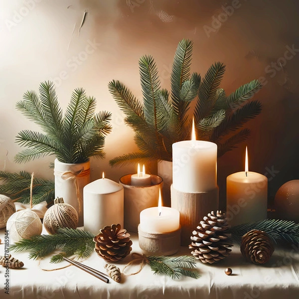 Obraz Christmas background with candle