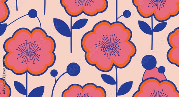 Fototapeta Vibrant floral pattern design perfect for spring projects and textiles