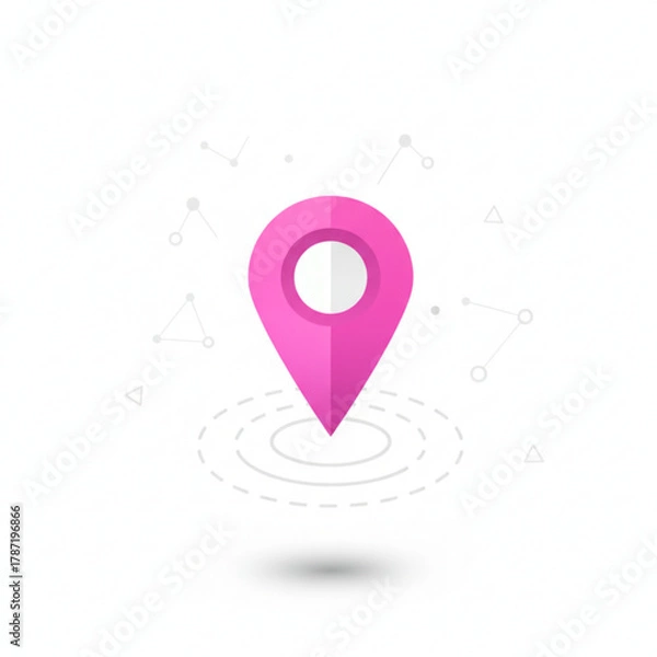 Fototapeta map pointer with pin icon with pink colour