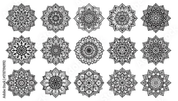 Obraz Collection of intricate mandala designs for creative projects.