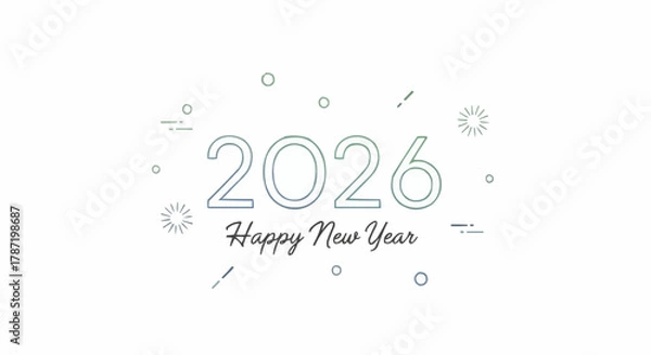 Fototapeta Happy New Year 2026 vector illustration for winter celebration