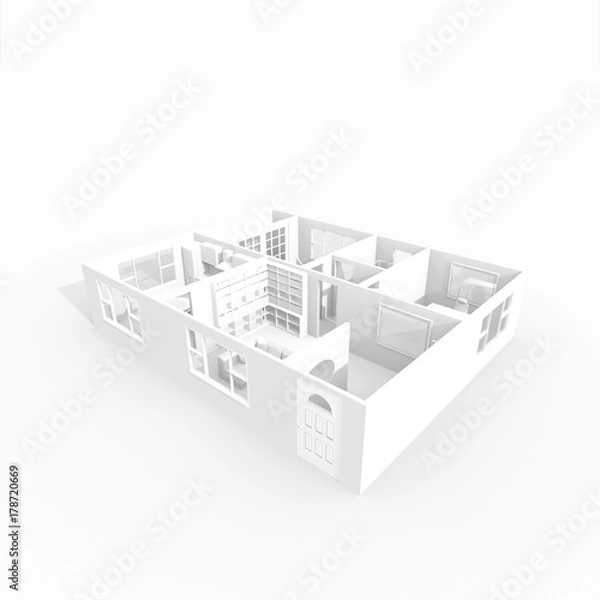Fototapeta 3d rendering of furnished home apartment