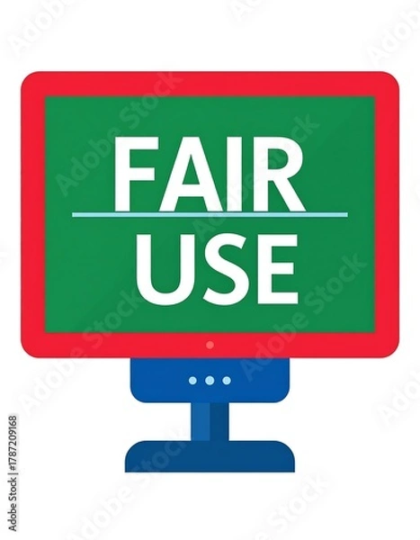Fototapeta Computer screen displaying the words "FAIR USE" with a white background