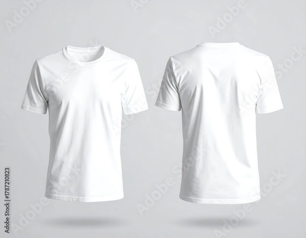 Fototapeta Front and back view of a plain white crew-neck t-shirt