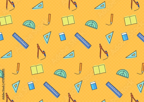 Obraz 算数文具のかわいいシームレス背景_オレンジ