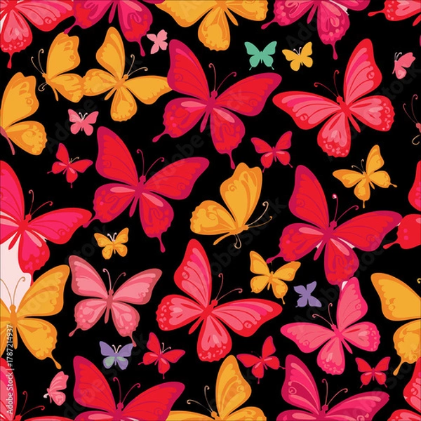Obraz pink & red butterfly pattern vector image