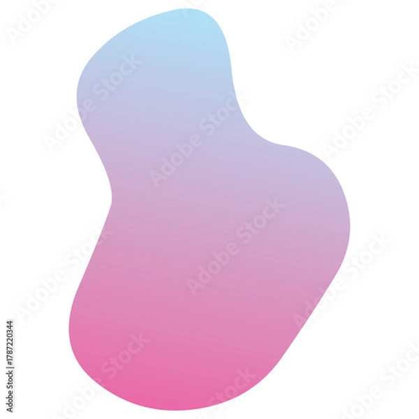Fototapeta Abstract organic blob shape with smooth gradient transition from light blue to vibrant pink and purple isolated on a clean white background