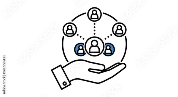 Fototapeta Illustration of network connections and human resource management