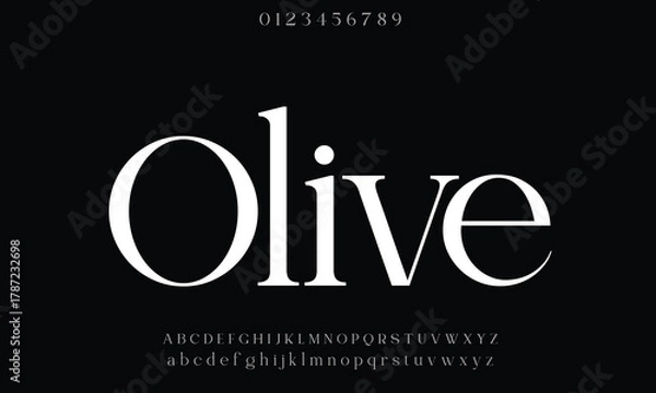 Obraz Olivera vector font alphabet with numbers