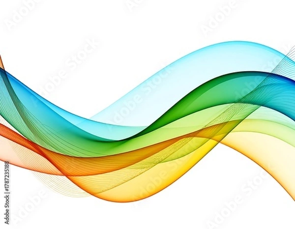 Obraz Colored abstract waves flow across a white background