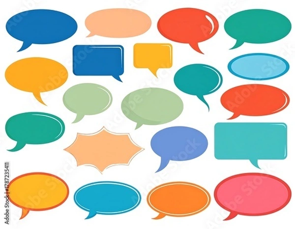 Obraz Colorful assortment of speech bubbles, diverse shapes, and varied colors
