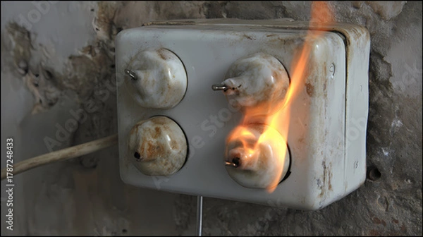 Obraz fire due to a socket AI generated