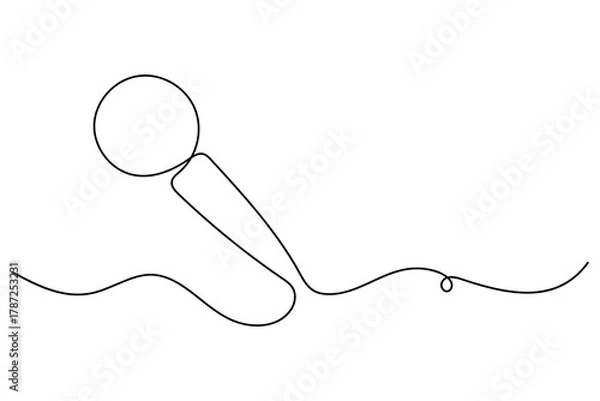 Fototapeta Continuous one line drawing of wired microphone minimalist illustration
