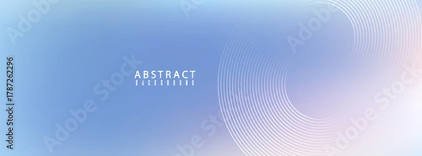 Fototapeta Abstract circle lines on light blue background. Geometric stripe line art design for poster, brochure, cover, website, header, web banner. vector illustration