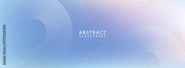 Obraz Abstract circle lines on light blue background. Geometric stripe line art design for poster, brochure, cover, website, header, web banner,